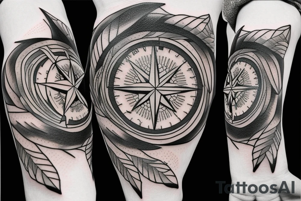 Phoenix holding a compass tattoo idea