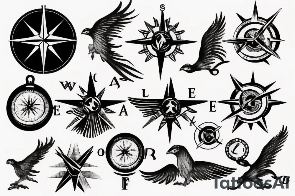 Phoenix grabbing a compass tattoo idea