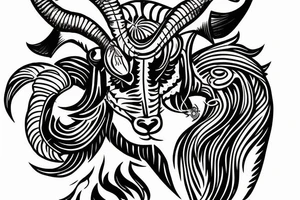 The Capricorn star sign ram with fish tail tattoo idea