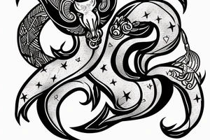 The Capricorn star sign ram with fish tail incoperate the name Kieron. tattoo idea