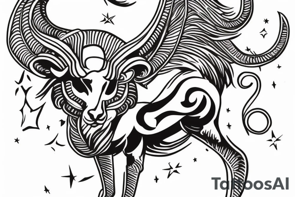 The Capricorn star sign ram with fish tail incoperate the name Kieron. tattoo idea