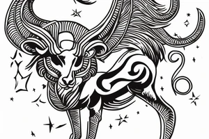 The Capricorn star sign ram with fish tail incoperate the name Kieron. tattoo idea