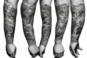 Strong boys arm sleeve incorporate Kieron and Capricorn tattoo idea