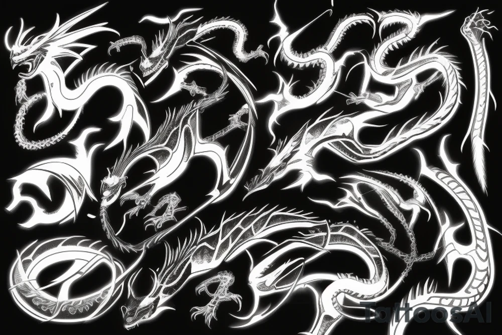 neon cyberpunk dragon tattoo idea