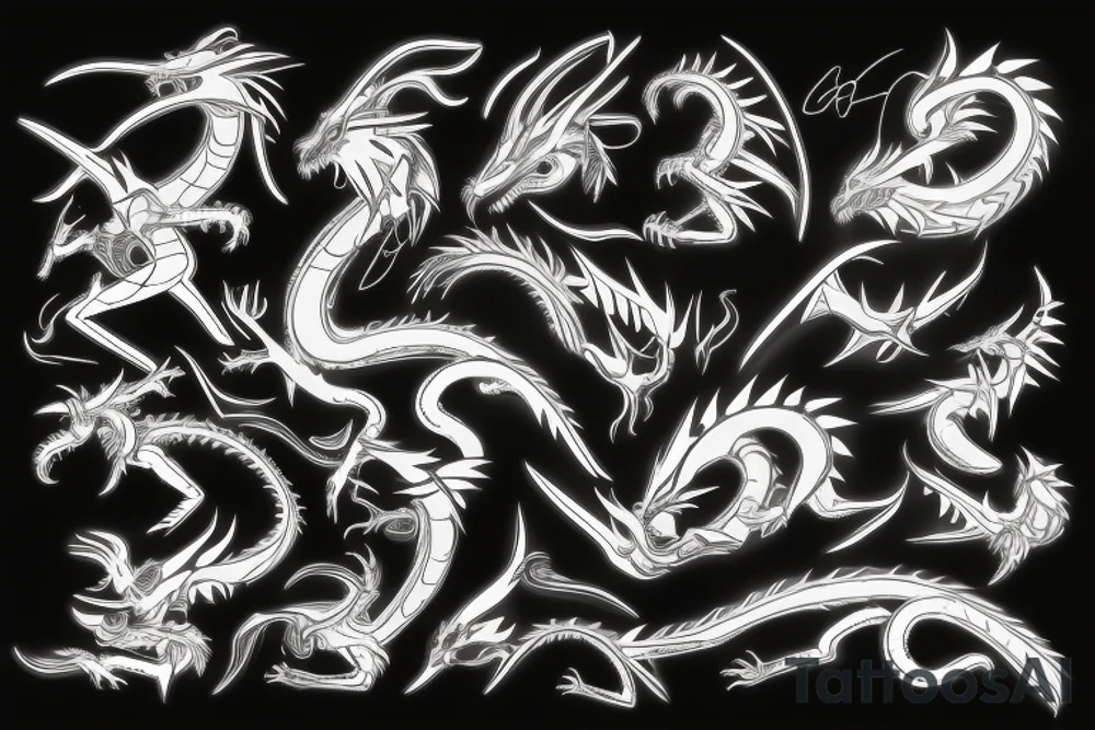 neon cyberpunk dragon tattoo idea