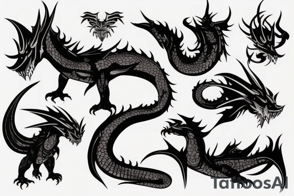 neon cyberpunk dragon tattoo idea