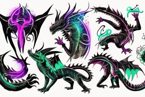neon cyberpunk dragon tattoo idea