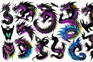 neon cyberpunk dragon tattoo idea