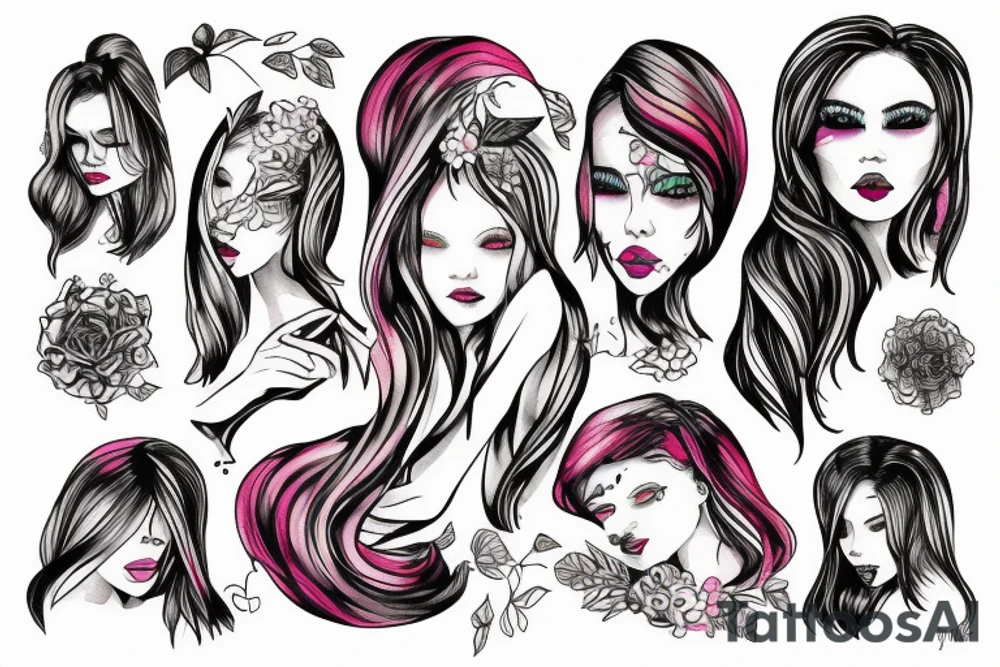 beautiful redhead young woman neon tattoo idea