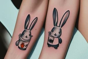 Miffy the rabbit tattoo with a beer in the hand tattoo idea