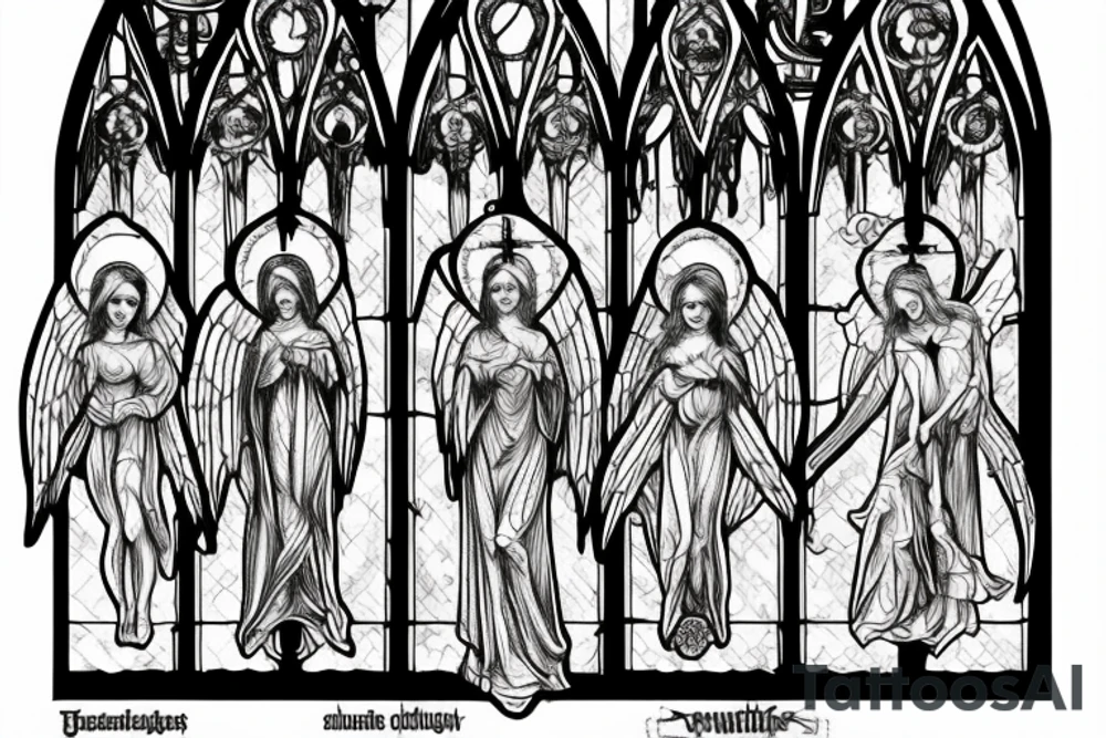 Church window gothic angels demons tattoo idea