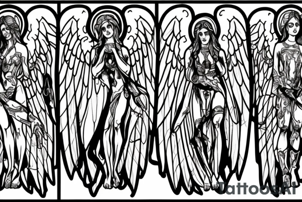 Church window gothic angels demons tattoo idea