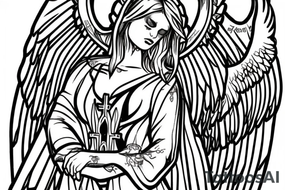 Church window gothic angels demons tattoo idea