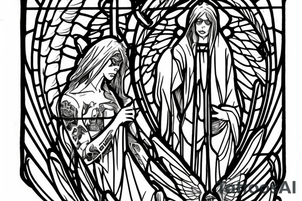 Church window gothic angels demons tattoo idea