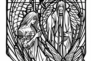 Church window gothic angels demons tattoo idea