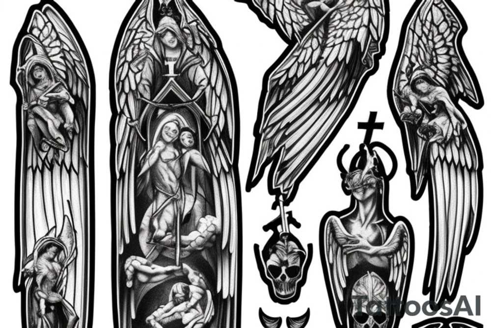 Church window gothic angels demons tattoo idea