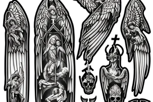 Church window gothic angels demons tattoo idea