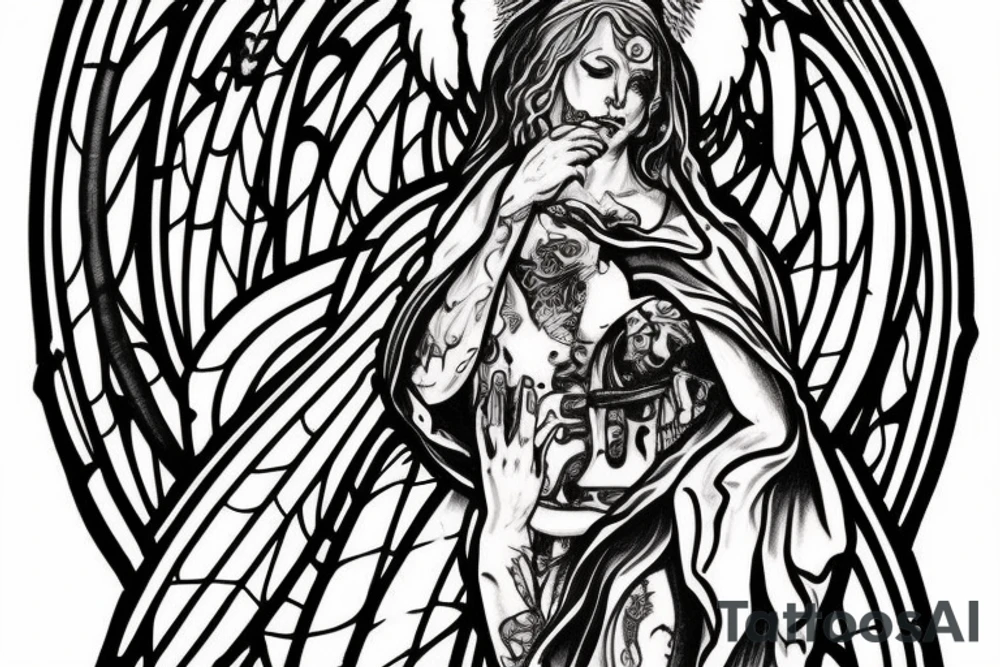 Church window gothic angels demons tattoo idea