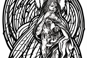 Church window gothic angels demons tattoo idea