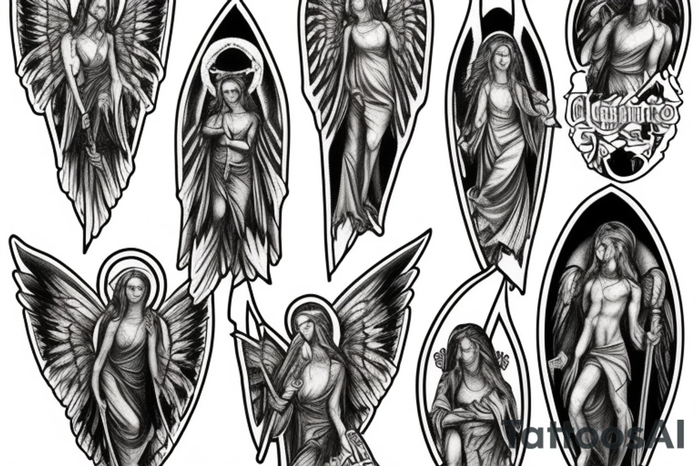 Church window gothic angels demons tattoo idea