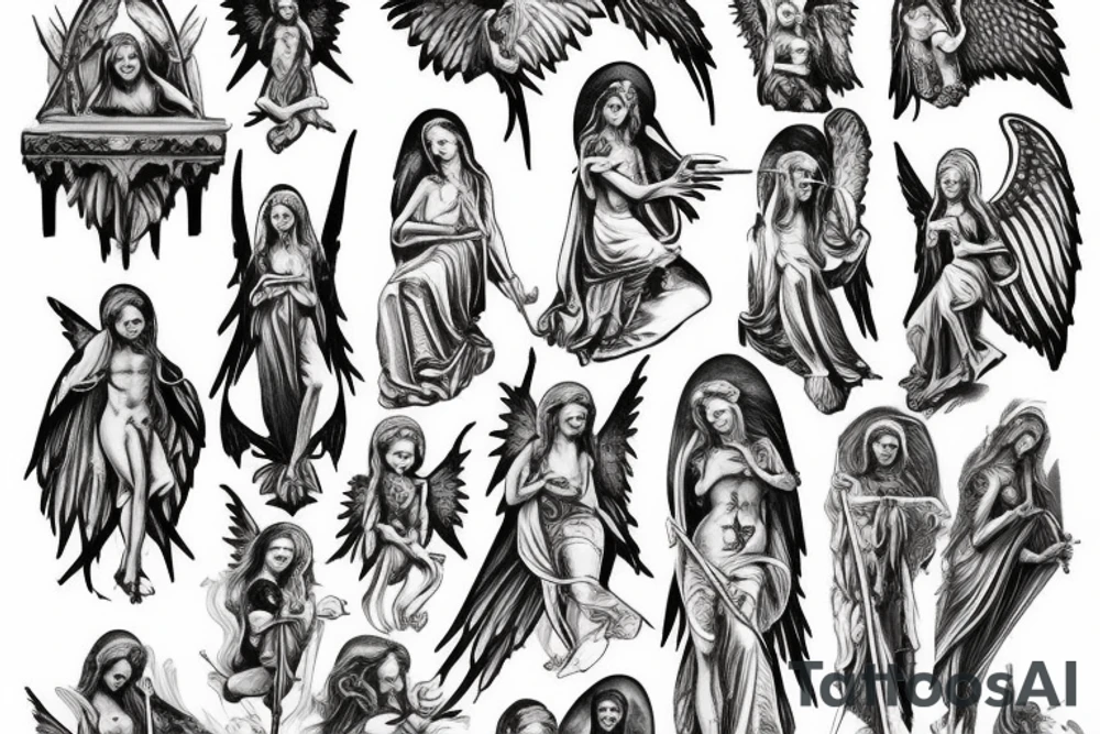 Church window gothic angels demons tattoo idea