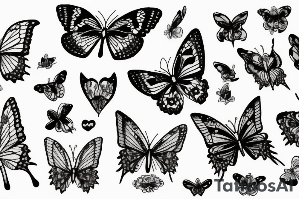 papillons avec trèfles ailes tattoo idea