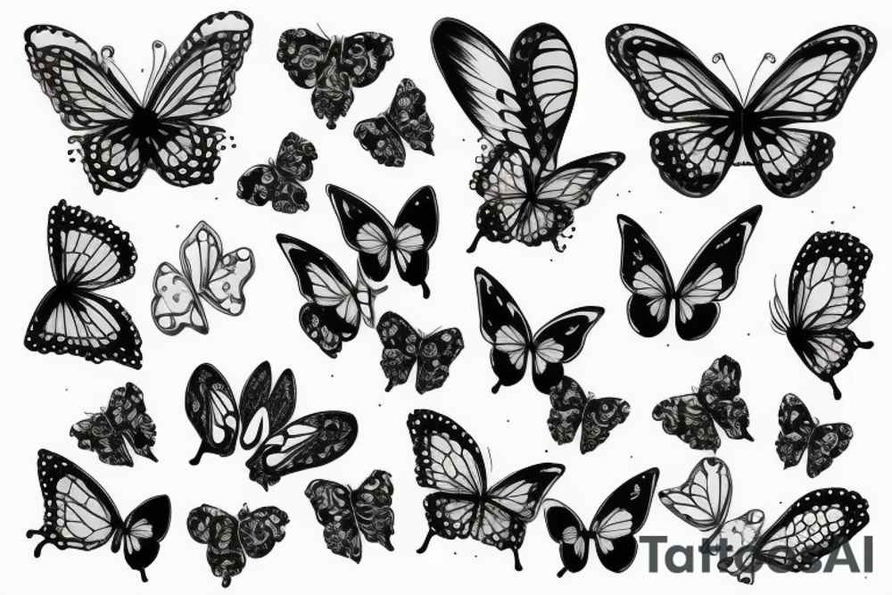 papillons avec trèfles ailes tattoo idea