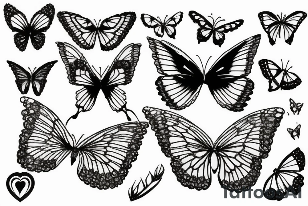 papillons avec trèfles dans les ailes tattoo idea