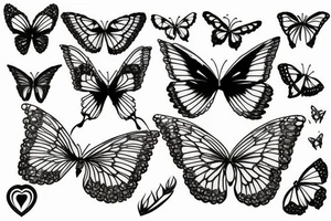 papillons avec trèfles dans les ailes tattoo idea