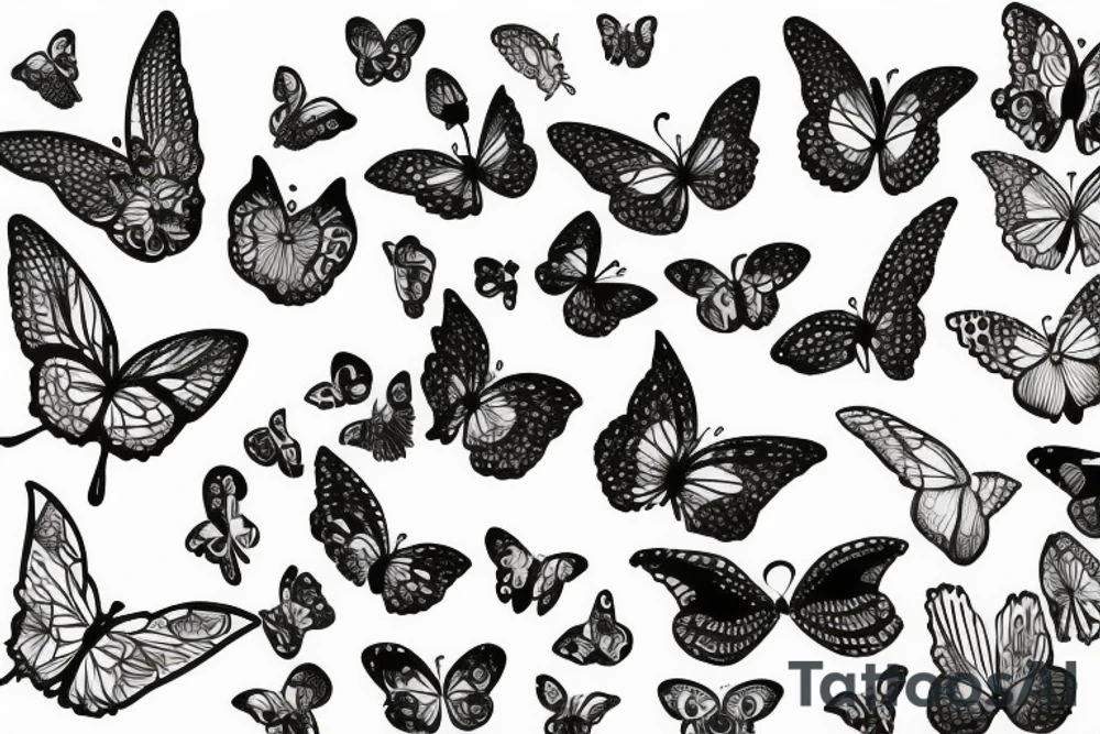 papillons avec trèfles dans les ailes tattoo idea
