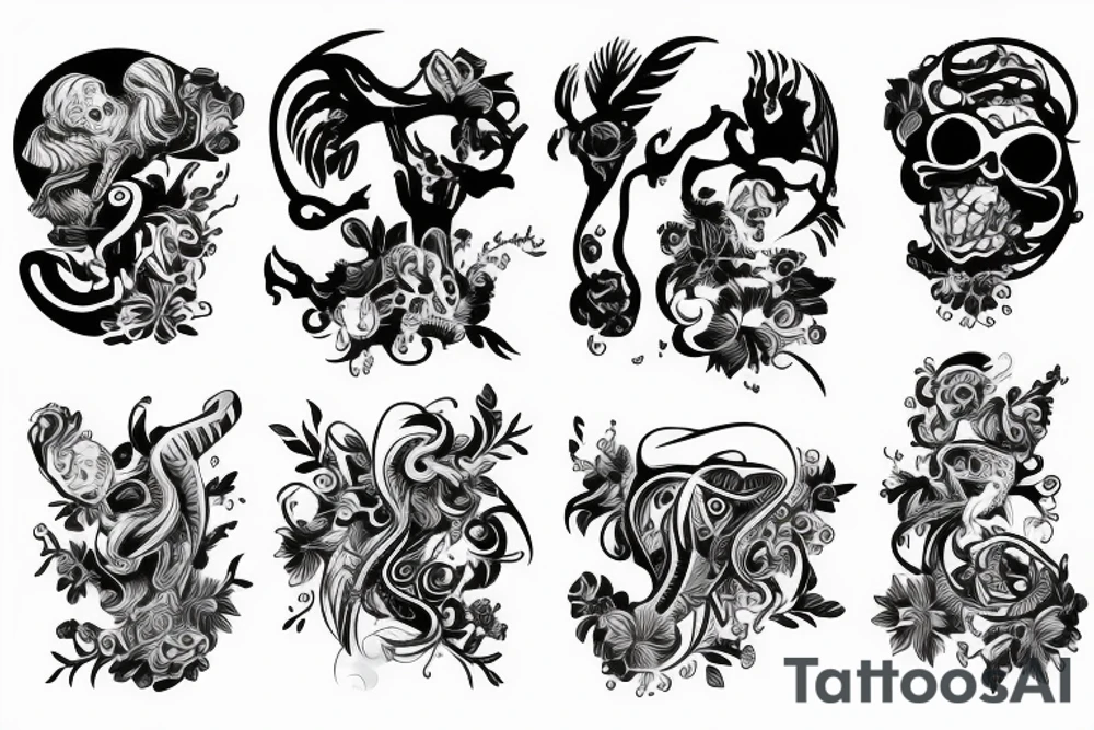 Anioł w obłokach z zegarem tattoo idea