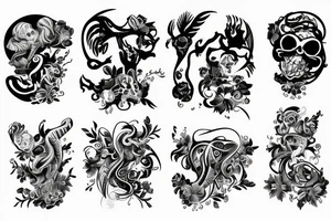 Anioł w obłokach z zegarem tattoo idea