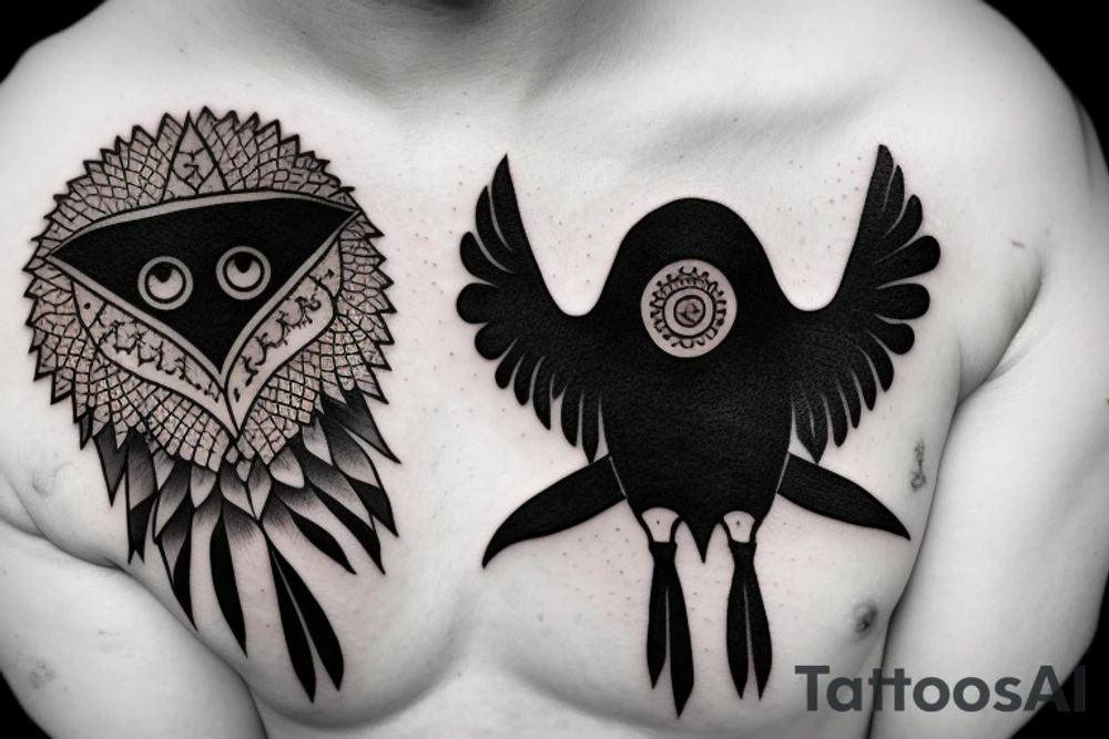 a crow with a sharingan upon him tattoo idea