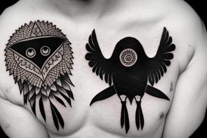 a crow with a sharingan upon him tattoo idea