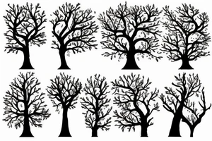 Tree with five birds tattoo idea