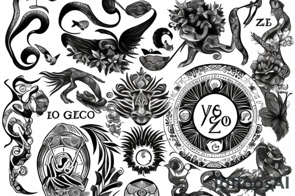 Leo and virgo zodiac tattoo idea