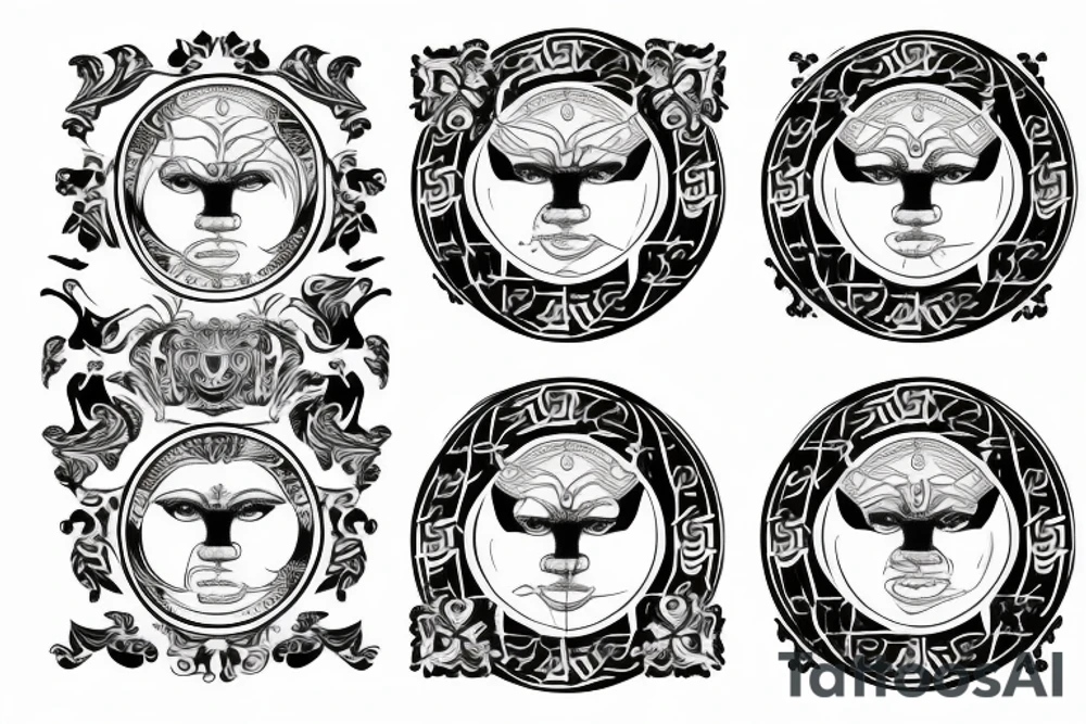 Leo and virgo zodiac in versace logo tattoo idea