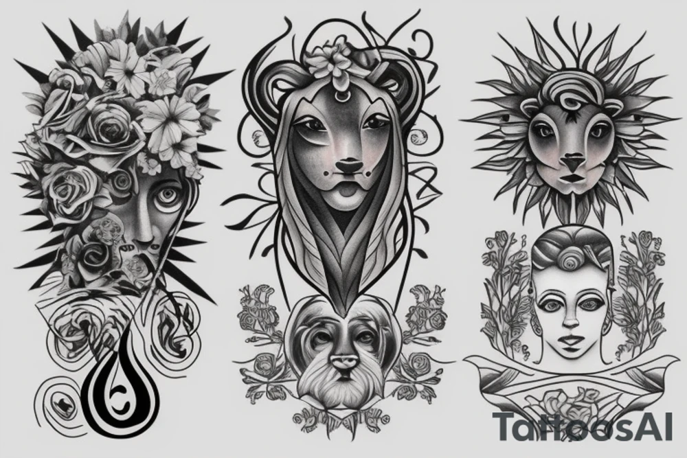 Leo and virgo zodiac tattoo idea