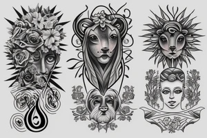 Leo and virgo zodiac tattoo idea