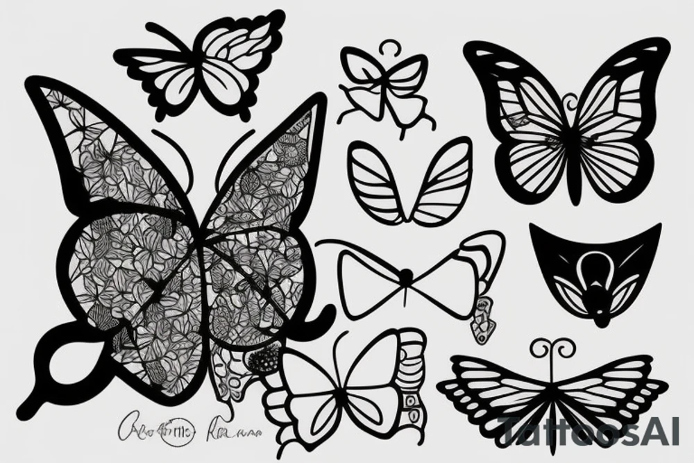 a cat playing with a butterfly tattoo idea