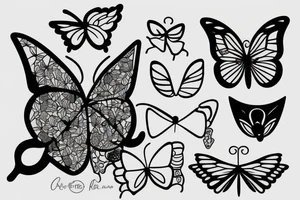 a cat playing with a butterfly tattoo idea