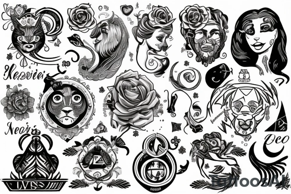 Zodiac sign Leo and virgo love tattoo idea