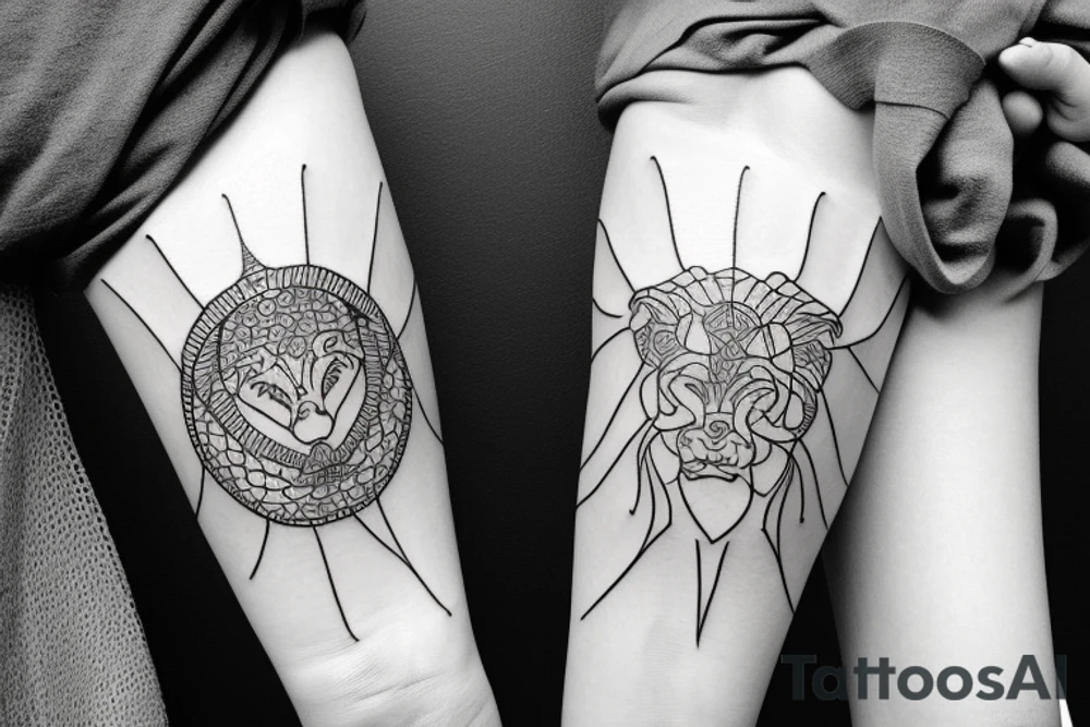 Zodiac sign Leo and virgo love tattoo idea