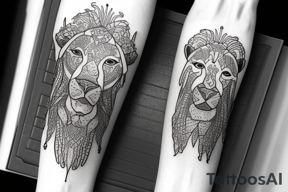 Zodiac sign Leo near to virgo tattoo idea