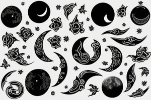 FIne line minimalistic tattoo of moon with oriental touches tattoo idea