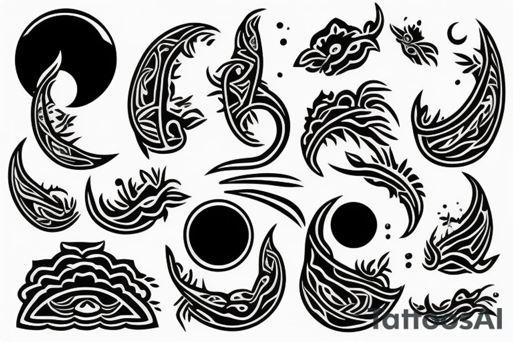 Fine line minimalistic tattoo of moon with oriental touches tattoo idea