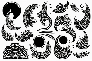 Fine line minimalistic tattoo of moon with oriental touches tattoo idea