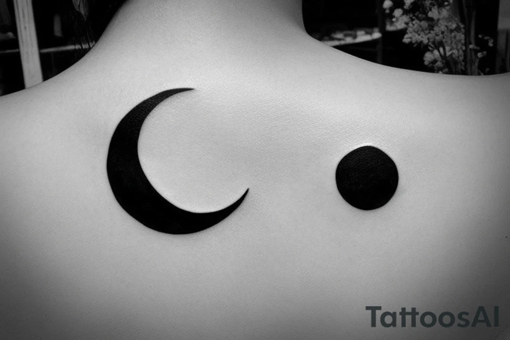Fine line minimalistic tattoo of moon with oriental touches tattoo idea