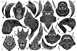 Evil sadu old-school trippy tattoo idea