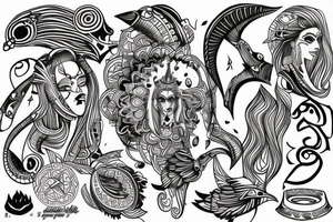 Evil sadu old-school trippy tattoo idea